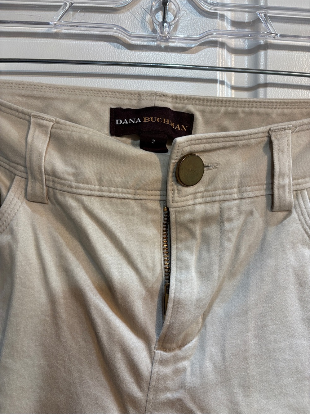 Dana Buchman Cream/Tan High-Waist Trousers